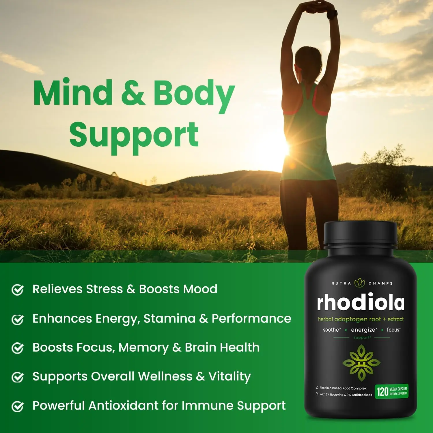 Nutrachamps Rhodiola Rosea Supplement 600mg
